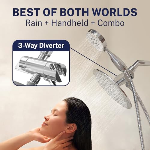HammerHead Showers Dual Shower Head Combo, 8-Inch Rainfall & 3-Flow Handheld, Chrome, 1.75 GPM - color: Polished Chrome, size: 1.75 GPM California