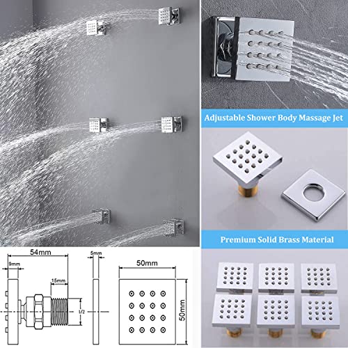 16 X 24 inch Shower Faucet Set Complete Multifunctional Shower System With 3 Function Ceiling Rainfall Shower Head Thermostatic Mixer Valve Shower Body Jet And High Pressure Handheld, Chrome - color: Chrome