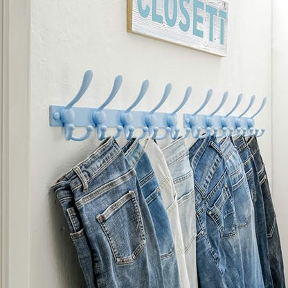 Coat Rack Wall Mount, Heavy Duty 12-Gauge Base vs Flimsy 1mm, Double-Thick Solid Anti-Snap Hooks, 16” Stud-Mount, Stainless Steel Hanger for Clothes Hat Entryway Closet Mudroom, Blue - color: Blue, size: L=17" (1pcs)
