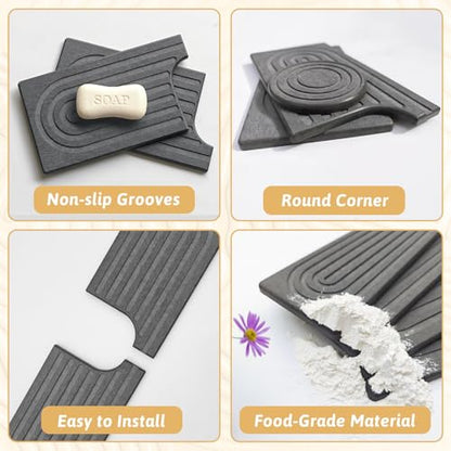 18 Inch Faucet Mat for Kitchen Island Sink, Wider Instant Dry Sink Protector for Countertop, Stone Sink Caddy Diatomaceous Earth Stone Drying Tray Around Faucet for Kitchen Bathroom RVs, Dark Grey - size: 18" x 5"