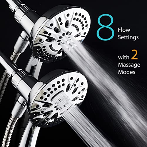 AquaDance New Magnetic Docking 8-setting High Pressure Handheld Shower Head | Space-age Magnetic Guidance Bracket System, Giant 5-inch Face, Extra-long 72-inch Stainless Steel Hose - All Chrome Finish - color: All Chrome