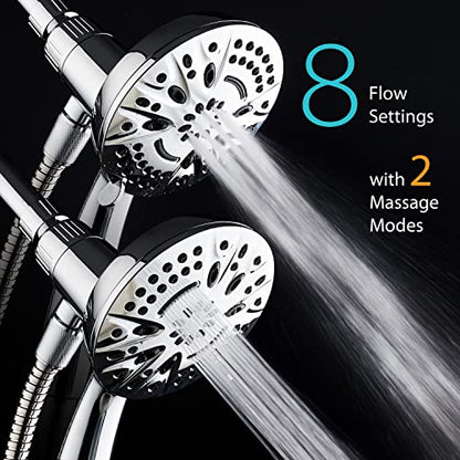 AquaDance New Magnetic Docking 8-setting High Pressure Handheld Shower Head | Space-age Magnetic Guidance Bracket System, Giant 5-inch Face, Extra-long 72-inch Stainless Steel Hose - All Chrome Finish - color: All Chrome