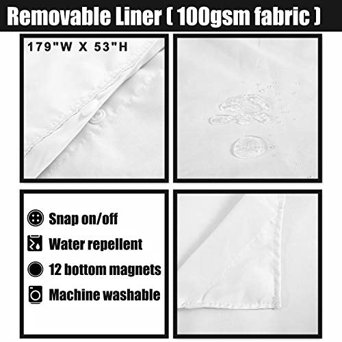Barossa Design Shower Curtain with Liner for Clawfoot Tub, White, 180x70 | Cotton Blend, Honeycomb Waffle Weave, Hotel Style, Fabric Snap-in Liner, Mesh Window Top, Washable, 180W x 70H Wrap Around - color: White, size: 180"W x 70"L (Pack of 1)