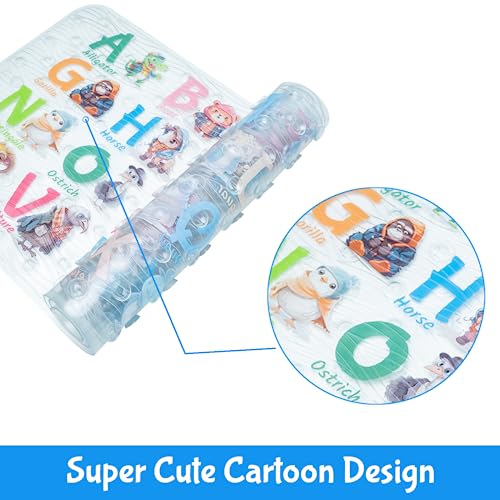 Cute Cartoon Non-Slip Bath Mat for Tub - Anti-Slip Kids Bathtub Mat, Slip-Resistant Shower Mat for Bathroom Safety, 35 X 15.3 Inch, Easy to Clean (Animals) - color: Animals