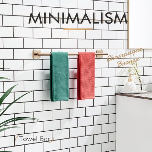 KOKOSIRI Bathroom Towel Bar Bath Towel Holders for Toilet Kitchen Cabinet Wall Mount 24 Inch Champagne Bronze Stainless Steel B4005CPG-L24 - color: Champagne Bronze, size: 24-Inch