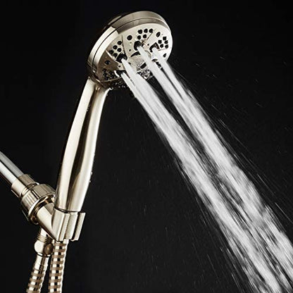 AquaDance High Pressure 6-Setting Hand Held Shower Head with Extra-Long 6 Foot Hose & Bracket – Anti-Clog Nozzles - USA Standard Certified - Top U.S. Brand - ALL BRUSHED NICKEL - color: Brushed Nickel