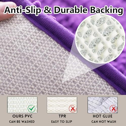 Bathroom Rugs Chenille, Extra Thick and Absorbent, Non-Slip, Machine Washable, Dry Quckily, Soft Cozy Plush, Used Under Shower Bathtub and Sink, Bath mat Sets Purple - color: Violet, size: 20 x 32 inch + 20 x 20 inch (U-Shape)