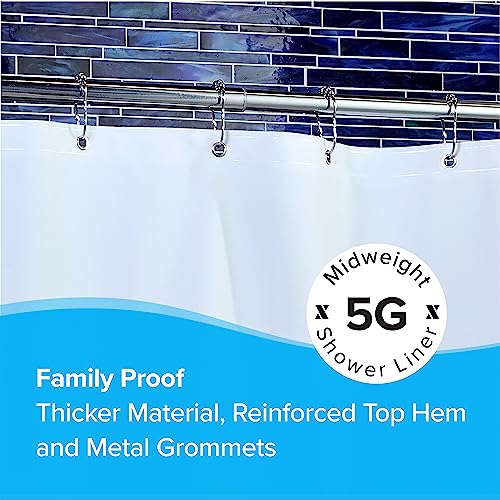 SlipX Solutions Protected Shower Curtain Liner, 5G Thicker Liner, 70"x72", White - color: White 5g