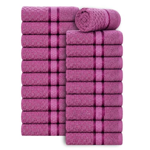 100% Cotton Washcloths 12x12 Inches, Popcorn Textured, Soft & Absorbent, Quick Dry, Set of 20, Grape Purple - color: Grape Purple, size: Pack of 20