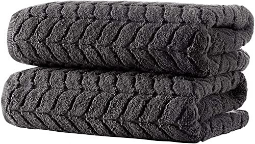 BAGNO MILANO Certified Organic Turkish Cotton Bath Towels, Luxury Jacquard Absorbent, Ultra Soft-Plush Organic Towel Set (Charcoal, Towel Set of 6) - color: Charcoal