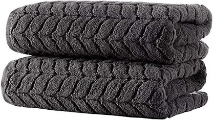 BAGNO MILANO Certified Organic Turkish Cotton Bath Towels, Luxury Jacquard Absorbent, Ultra Soft-Plush Organic Towel Set (Charcoal, Towel Set of 6) - color: Charcoal