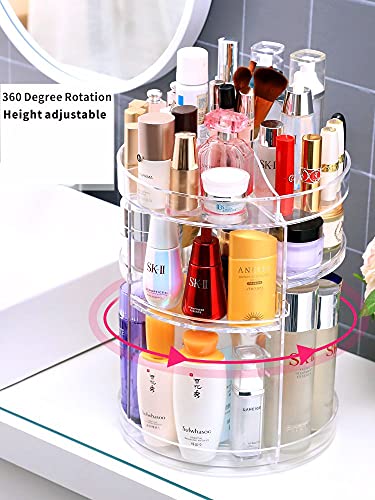 Cq acrylic Rotating Makeup Organizer,Adjustable Spinning Skincare Organizer for Vanity,Countertop,Clear Rotating Perfume Organizers,Bathroom Lazy Susan Organizer and Spin Skin Care Storage Rack,1 Pack - size: 4 Tier No Pattern