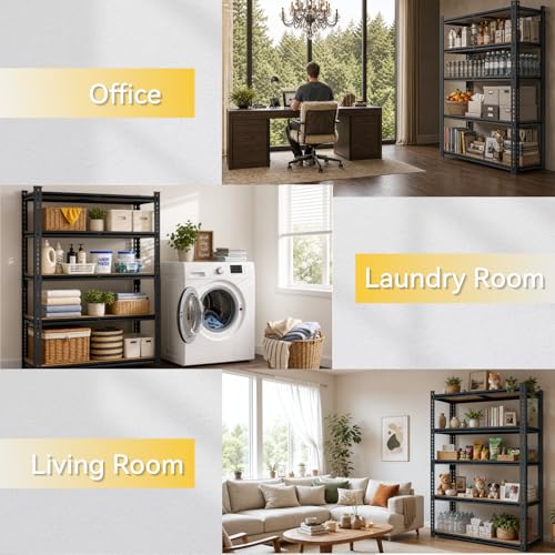 5 Tier Garage Shelving, Adjustable Heavy Duty Garage Shelves | 72 "H Metal Storage Shelves Unit for Basement,Warehouse,Pantry Kitchen - size: 72*36*16
