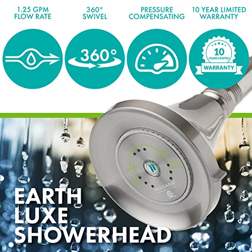 Niagra Conservation N3912BN Earth Luxe High Efficiency Showerhead, Brushed Nickel - color: Brushed Nickel, style: 1.25 GPM