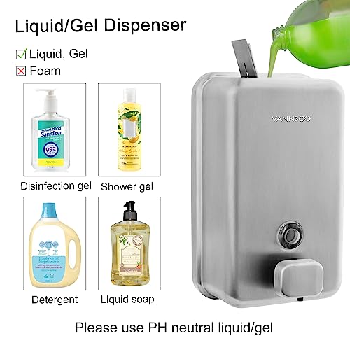 Wall Mounted Commercial Soap Dispenser Bathroom, Vertical Brushed | 1100ml 37oz Stainless Steel Liquid Hand Sanitizer Dispenser - color: Vertical Brushed