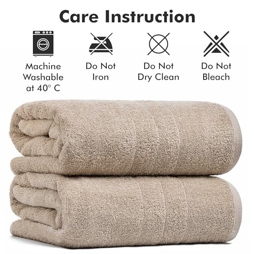 Bath Sheets – 550 GSM Extra Large Bathroom Sheet Set – Pack of 2 Jumbo Towels Beige (71x35in) – 100% Ring Spun Cotton Soft Quick Dry Large Bath Towels for Adults Hotel Spa Bathroom Use - color: Beige, size: Bath Sheets