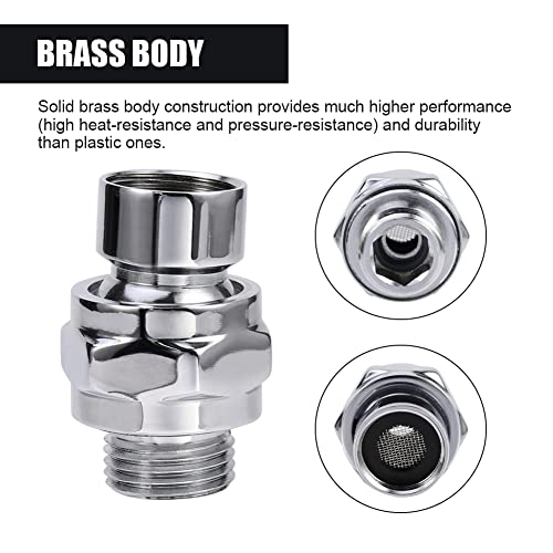 Shower Head Connector,Brass Ball Joint Adjustable Shower Arm Extension Swivel Adapter,Large Water Flow Ball Joint Universal Showering Component Shower Connector,Accessory for Bathroom(Polished)