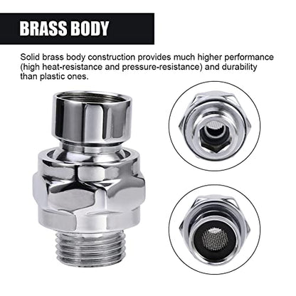 Shower Head Connector,Brass Ball Joint Adjustable Shower Arm Extension Swivel Adapter,Large Water Flow Ball Joint Universal Showering Component Shower Connector,Accessory for Bathroom(Polished)