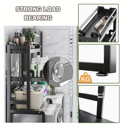 2-Tier Over-The-Toilet Ladder Shelf with Pull-Out Drawer, Adjustable Carbon Steel Storage Rack, 40×70×138cm, White(White) - color: White