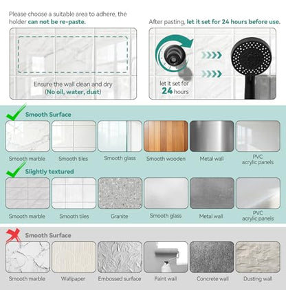 Magnetic Shower Head Holder for BOZYBO 460311 Shower Head Combo(Black) - color: Black