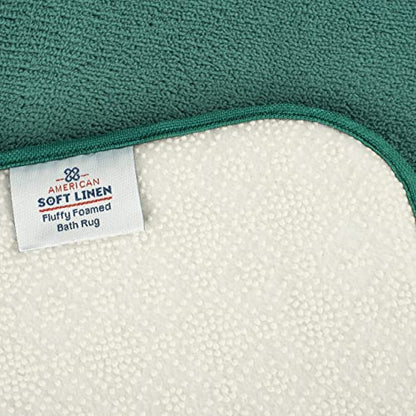 American Soft Linen 21x32 Fluffy Foamed Slip Reducer Bath Rug, Machine Washable Area Bath Mat Rugs for Bathroom, Colonial Blue - color: Teal, style: 21x32" Fluffy Foamed Bath Mat
