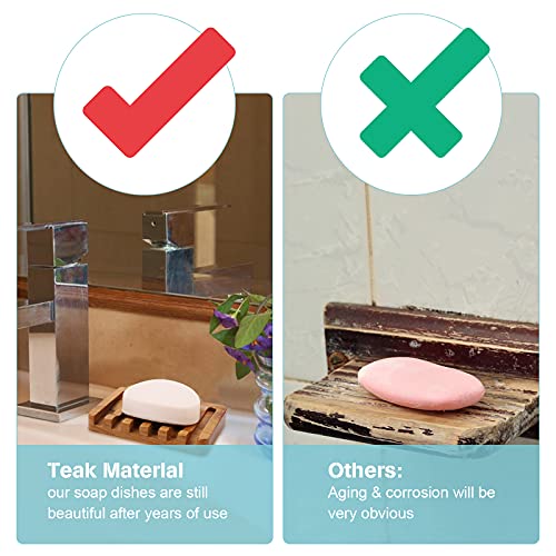 HTB 2 Pack Self Draining Soap Dishes,Teak Wood Soap Holder for Shower | Soap Saver Keep Soap Dry,Extend Soap Life,Non-slip Soap Tray for Shower,Bathroom,Sink,Kitchen,Countertop,Waterfall Drainer - color: 2pcs