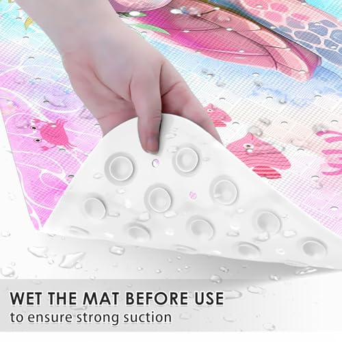 Cute Pink Sea Turtle Bathtub Shower Mat Marine Life Ocean Flower Non-Slip Tub Mat Extra Long Bath Floor Mats 40X16 Inch Machine Washable for Bathroom Tub Bath Mat for Toddler and Baby - color: Pink Sea Turtle
