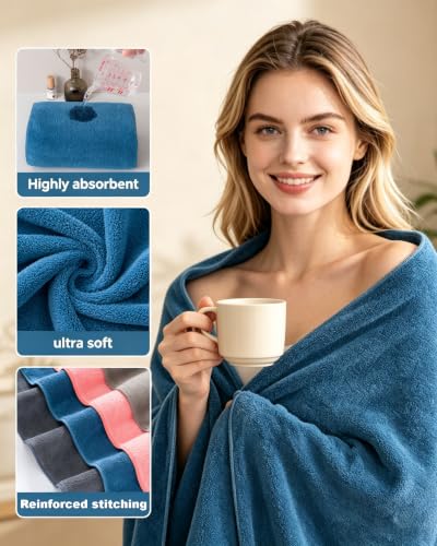 Lumimi Towels 4 Soft Microfiber Bath Towel Set Salon Gym Yoga Travel Super Absorbent Light Dry Fast Durable, 55" L x 27" W, 4 Piece Dark Grey - color: Dark Grey, size: 4 Bath Towels