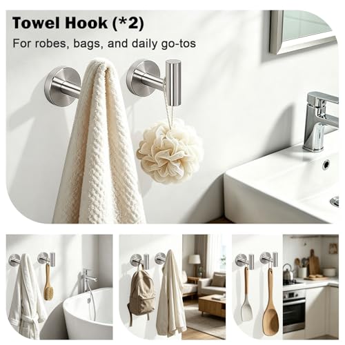 Livabber 5-Piece Bath Hardware Set, 24 Inch SUS304 Stainless Steel Towel Bar Set, Heavy Duty Wall Mounted Towel Racks for Bathroom Accessories Kit (Brushed Nickel) - color: Brushed Nickel
