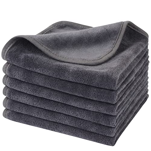 KinHwa Reusable Microfiber Face Towels Makeup Remover Cloths, 6 Pack Gray | Quick Dry Soft Facial Washcloths Gentle for Sensitive Skin Reusable Alternative to Disposable Face Wipes - color: Gray, size: 1 Count (Pack of 6)