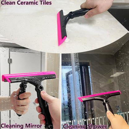 EHDIS 2PCS Flexible 8-Inch Silicone Squeegee Window Tint Tool Auto Water Blade, Shower Squeegee for Car Windshield, Glass, Tiles, and Smooth Surfaces - color: Pink