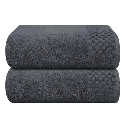 MyOwn Ultra Soft 2 Pack Oversized Bath Towel Set 28x55, Cotton Large Bath Towels, Highly Absorbant Compact Quickdry & Lightweight Towel, Ideal for Gym Travel Camp Pool - Charcoal Grey - color: Charcoal Grey, size: 2 Pack Bath