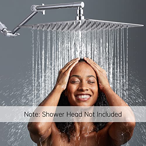 G-Promise 16 Inch Solid Brass Shower Head Extension Arm (Chrome) | Rise or Lower Shower Head, All Metal, Height & Angle Adjustable Extender, Firmly Secure Shower Head, Easy Install - color: Chrome