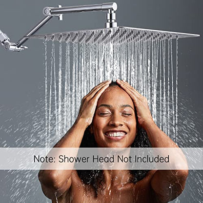 G-Promise 16 Inch Solid Brass Shower Head Extension Arm (Chrome) | Rise or Lower Shower Head, All Metal, Height & Angle Adjustable Extender, Firmly Secure Shower Head, Easy Install - color: Chrome