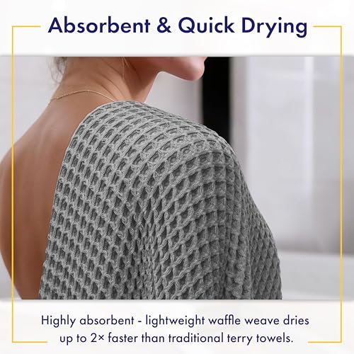 Alusa Home Ultra Soft Viscose from Bamboo Waffle Towels - Lightweight Bath Towel Set of 6 - Compact, Quick Dry & Lint Free (Pewter Grey) - color: Pewter