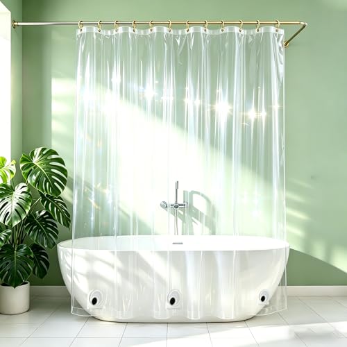 10G Heavy Duty Shower Curtain Liner 76 Inches Long, 100% EVA Vinyl 71 x 76 Longer Bathroom Shower Liner with 3 Large Magnets and 12 Grommet Holes, Weighted Clear Plastic Waterproof Shower Liner - size: 71"W x 76"L (Pack of 1)
