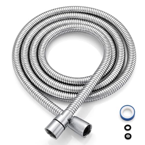 G-Promise 79 Inch Stainless Steel Long Shower Hose Replacement | Thickened and Stretchable Design, Built to Last, Tangle & Kink Free, Universal Fit,Tool-free Installation - color: Chrome, size: 79 Inch