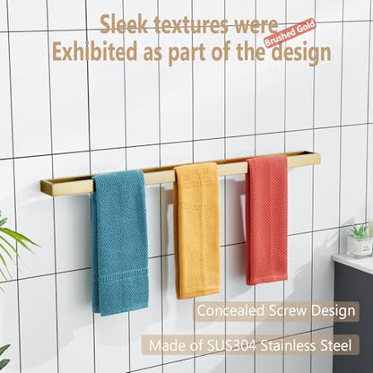KOKOSIRI Towel Bar Brushed Gold Bath Towel Holder 32 Inch Kitchen Towel Hanger Rack Stainless Steel Bathroom Hardware Wall Mounted, 1 Pack B4008BG-L32 - color: Brushed Gold, size: 32-Inch