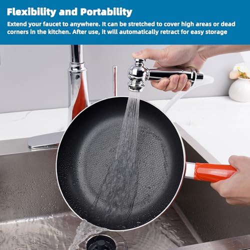 Universal Kitchen Sink Side Sprayer Head with Hose/Holder/Adapters, Chrome | Sink Faucet Sprayer Attachment Compatible with Moen/Delta, Side Sprayer Head with Quick Connector, NSF/ANSI/CAN 372 Certified - color: Chrome Finished, style: One-Thumb Press