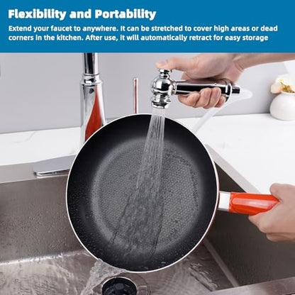 Universal Kitchen Sink Side Sprayer Head with Hose/Holder/Adapters, Chrome | Sink Faucet Sprayer Attachment Compatible with Moen/Delta, Side Sprayer Head with Quick Connector, NSF/ANSI/CAN 372 Certified - color: Chrome Finished, style: One-Thumb Press