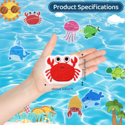 30 PCS Non Slip Bathtub Stickers for Kids, Cute Anti-Slip Shower Treads with Premium Scraper, Waterproof Safety Appliques for Bathroom Tub, Shower Floor, Stairs (Ocean) - color: Ocean