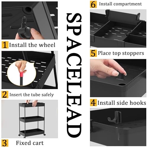 Slim Storage Cart 3 Tier,Bathroom Organizer Rolling Utility,Mobile Shelving Unit Slide Out for Office, Kitchen, Laundry Room & Narrow Places,Black - color: Black