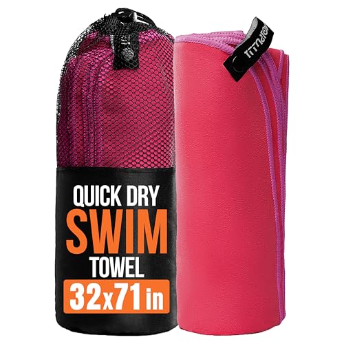 illusion Extra Large Microfibre Swimming Towel (71''L x 32''W)–Compact, Lightweight & Quick Dry Towel-Perfect for Travel, Gym, and Swim Towels Ideal for Post-Workout Showers & After Swimming - color: Blush Pink, size: 71x32 in - Pack of 1
