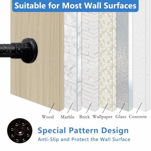 Black Shower Curtain Rod 28"-52", Never Rust Anti-Slip Adjustable Tension Curtain Rods No Drilling, Heavy Duty Spring Enlarged Diameter 1" Tension Rod for Bathroom/Closet/Room Divider - color: Black, size: 28"-52"