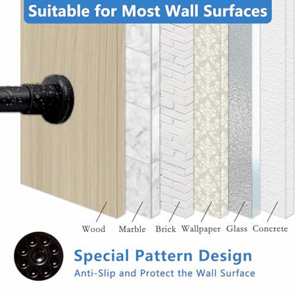 Black Shower Curtain Rod 28"-102", Never Rust Anti-Slip Adjustable Tension Curtain Rods No Drilling, Heavy Duty Spring Enlarged Diameter 1" Tension Rod for Bathroom/Closet/Room Divider - color: Black, size: 28"-102"