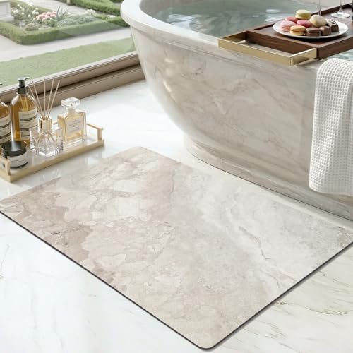 Color&Geometry Thin Bathroom Rugs,Non Slip Marble Bath Mats for Bathroom - color: Beige Stone-texture, size: 17"x30"