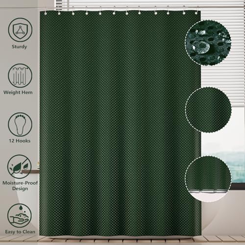XLHOMO Bathroom Accessories Set - 25PC Green Bathroom Set, Bathroom Set with Shower Curtain and Rugs, Green Shower Curtain Set, Toilet Brush, Bathroom Trash Can - size: Bath Set+Shower Curtain+Rugs, style: Dark Green