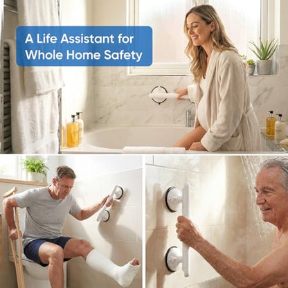 Foxrino 14.4" Suction Grab Bars for Shower, Visual Red Lock, 350LBS No-Drill Bathroom Safety Handle for Seniors, Elderly & Pregnancy, 2 Pack - size: 14.4"