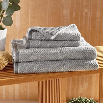 Wellbe 4-Piece Towel Set - Quick Dry, Absorbent, Soft, 2 Bath, 2 Hand, Grey - color: Grey, size: Towel Set - 2 Bath, 2 Hand