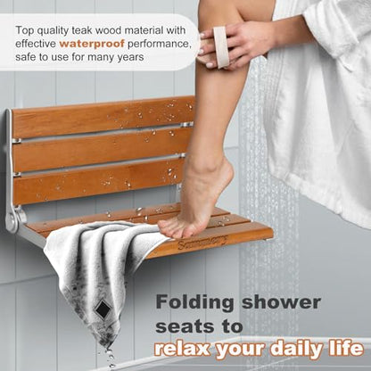 18" Wall Mounted Shower Seat for Adults | Shower Bench Wall Mount for Inside Shower, Fold Down Shower Seat, Shower Seats for Adults - color: Yellow & Aluminum Alloy & Black